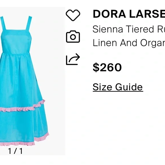 Dora Larsen Blue and Pink Tiered cotton/linen Dress NWT - Picture 2 of 4